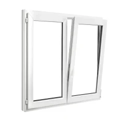 GoodHome Fenêtre 2 vantaux oscillo-battante, tirant droit double vitrage en PVC blanc l.125 x H.138 cm