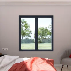 Fenêtre 2 vantaux oscillo-battante, tirant droit double vitrage en aluminium Gris l.123 x H.97 cm-GoodHome Best