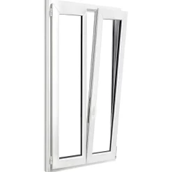 GoodHome Fenêtre 2 vantaux oscillo-battante, tirant droit double vitrage en PVC blanc l.85 x H.168 cm