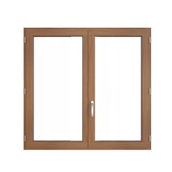 GoodHome Fenêtre 2 vantaux tirant droit double vitrage en bois marron l.125 x H.137,8 cm