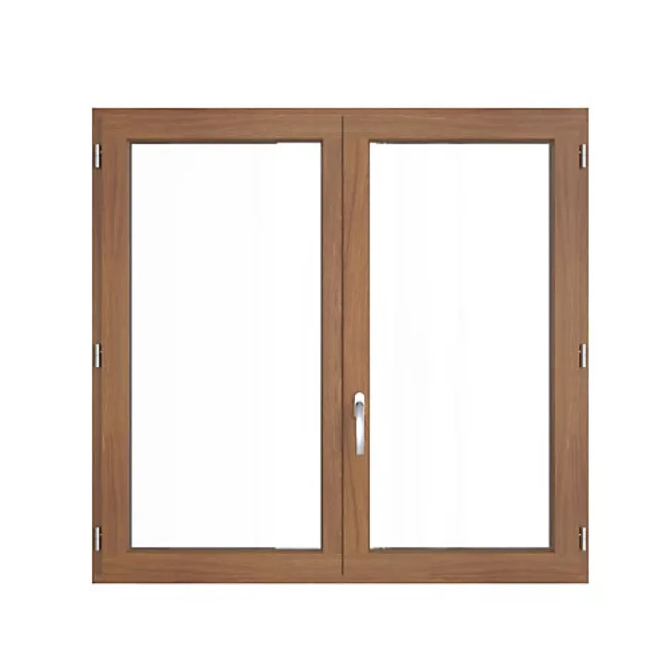GoodHome Fenêtre 2 vantaux tirant droit double vitrage en bois marron l.125 x H.137,8 cm