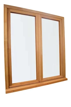 Fenêtre 2 vantaux tirant droit double vitrage en bois marron l.125 x H.107,8 cm-GoodHome Online