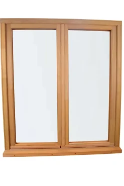 GoodHome Fenêtre 2 vantaux tirant droit double vitrage en bois marron l.125 x H.77,8 cm