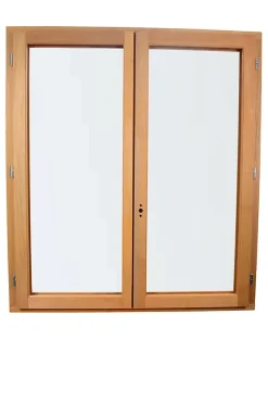 GoodHome Fenêtre 2 vantaux tirant droit double vitrage en bois marron l.125 x H.77,8 cm