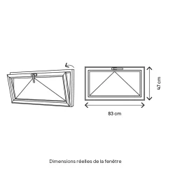 Fenêtre abattante par le haut double vitrage en aluminium gris l.83 x H.47 cm-GoodHome New