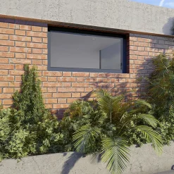 GoodHome Fenêtre abattante par le haut double vitrage en aluminium gris l.103 x H.47 cm