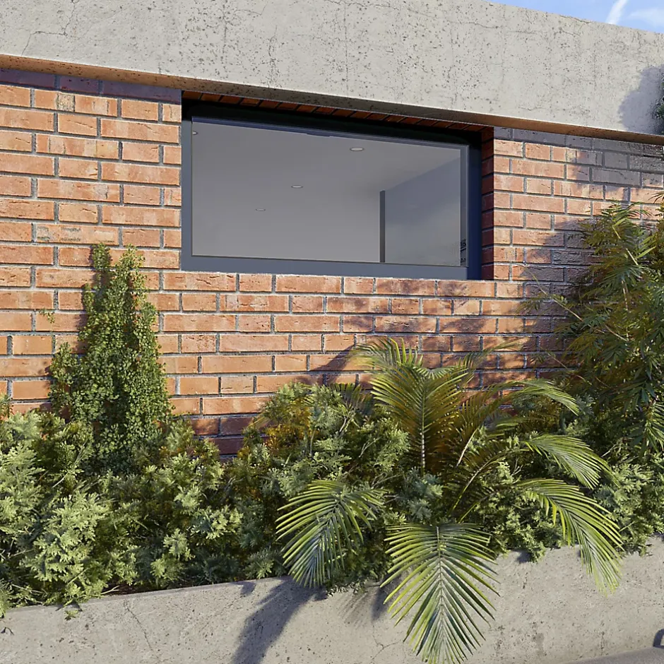 GoodHome Fenêtre abattante par le haut double vitrage en aluminium gris l.103 x H.47 cm