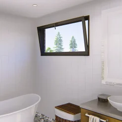 Fenêtre abattante par le haut double vitrage en aluminium gris l.123 x H.47 cm-GoodHome