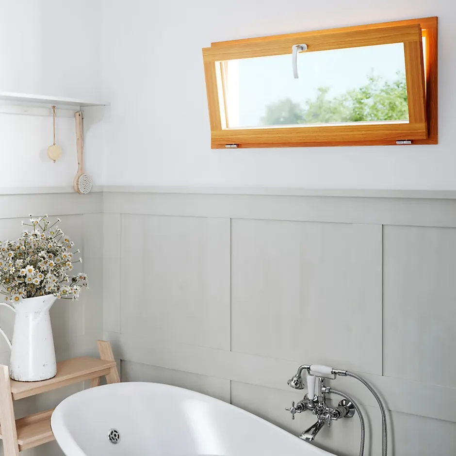 Fenêtre abattante par le haut double vitrage en bois marron l.125 x H.47,8 cm-GoodHome Hot