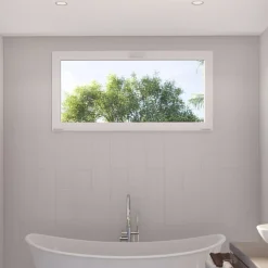 GoodHome Fenêtre abattante par le haut double vitrage en aluminium blanc l.63 x H.47 cm