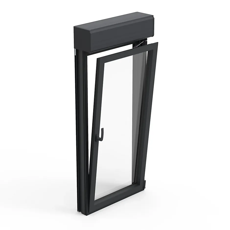 GoodHome Fenêtre alu 1 vantail oscillo-battant + volet roulant électrique gris - l.60 x h.75 cm, tirant gauche