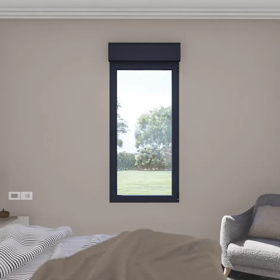 Fenêtre alu 1 vantail oscillo-battant + volet roulant électrique gris - l.80 x h.95 cm, tirant droit-GoodHome Sale