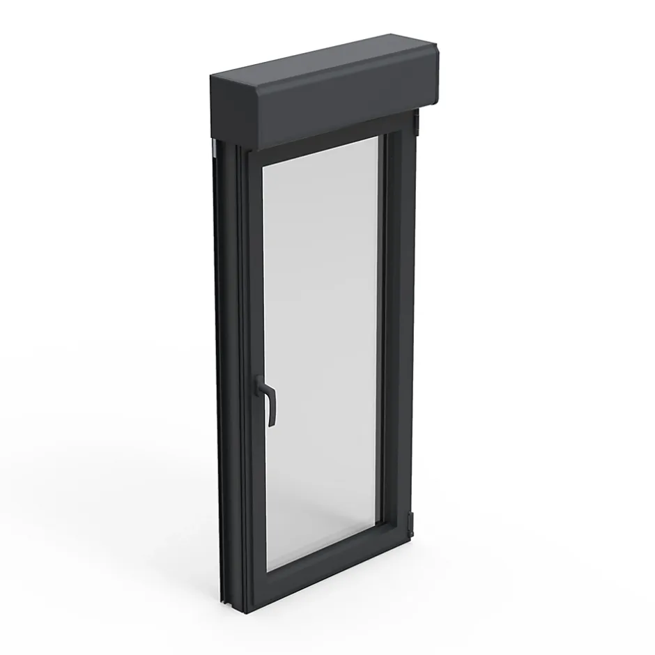 Fenêtre alu 1 vantail oscillo-battant + volet roulant électrique gris - l.60 x h.115 cm, tirant gauche-GoodHome Outlet