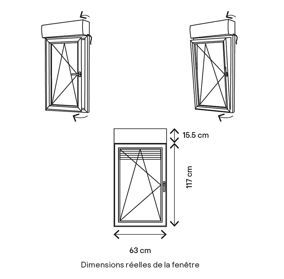 Fenêtre alu 1 vantail oscillo-battant + volet roulant électrique gris - l.60 x h.115 cm, tirant gauche-GoodHome Outlet