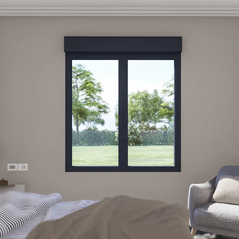 GoodHome Fenêtre alu 2 vantaux oscillo-battant + volet roulant électrique gris - l.120 x h.95 cm