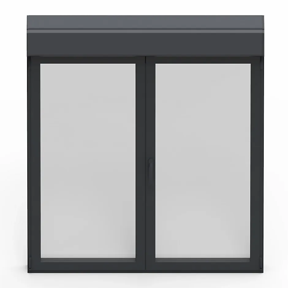 Fenêtre alu 2 vantaux oscillo-battant + volet roulant électrique gris - l.100 x h.95 cm-GoodHome Hot