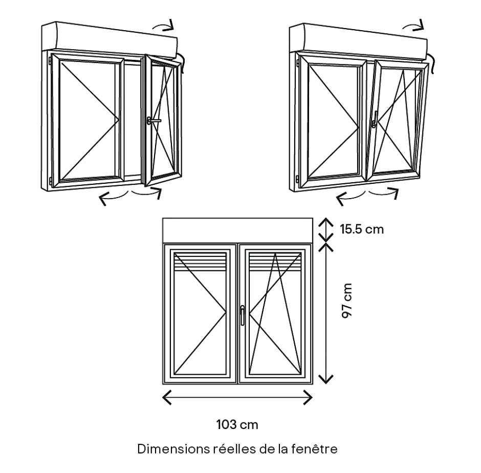 Fenêtre alu 2 vantaux oscillo-battant + volet roulant électrique gris - l.100 x h.95 cm-GoodHome Hot