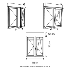 GoodHome Fenêtre alu 2 vantaux oscillo-battant + volet roulant électrique gris - l.100 x h.135 cm