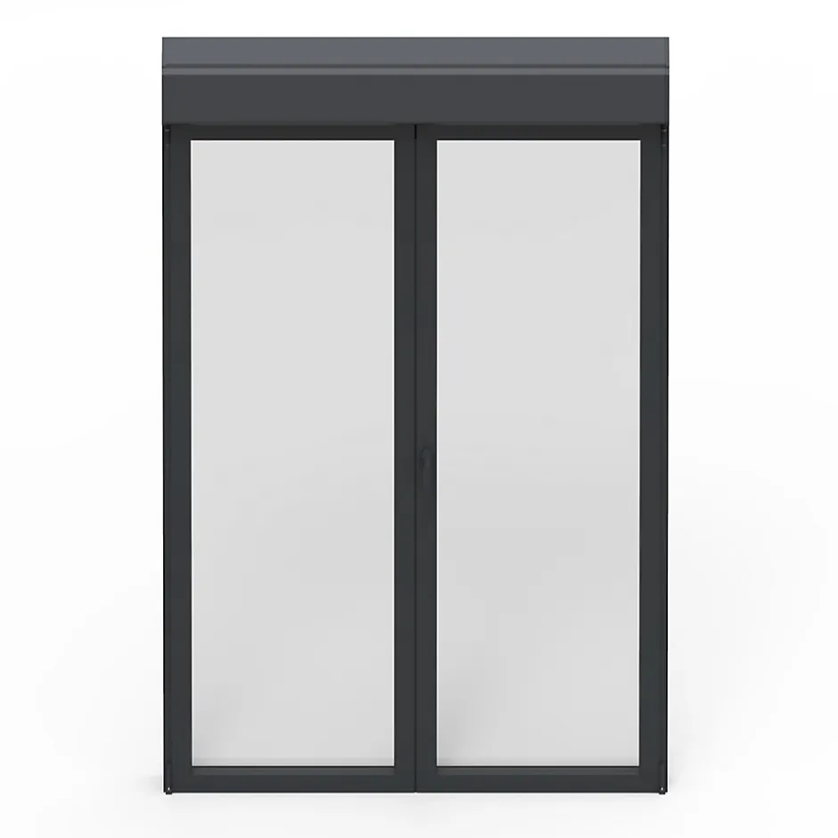 Fenêtre alu 2 vantaux oscillo-battant + volet roulant électrique gris - l.100 x h.115 cm-GoodHome Discount