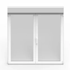 GoodHome Fenêtre alu 2 vantaux oscillo-battant + volet roulant électrique blanc - l.120 x h.115 cm