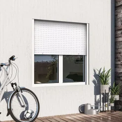 GoodHome Fenêtre alu 2 vantaux oscillo-battant + volet roulant électrique blanc - l.120 x h.105 cm