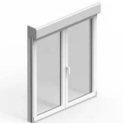 GoodHome Fenêtre alu 2 vantaux oscillo-battant + volet roulant électrique blanc - l.120 x h.105 cm