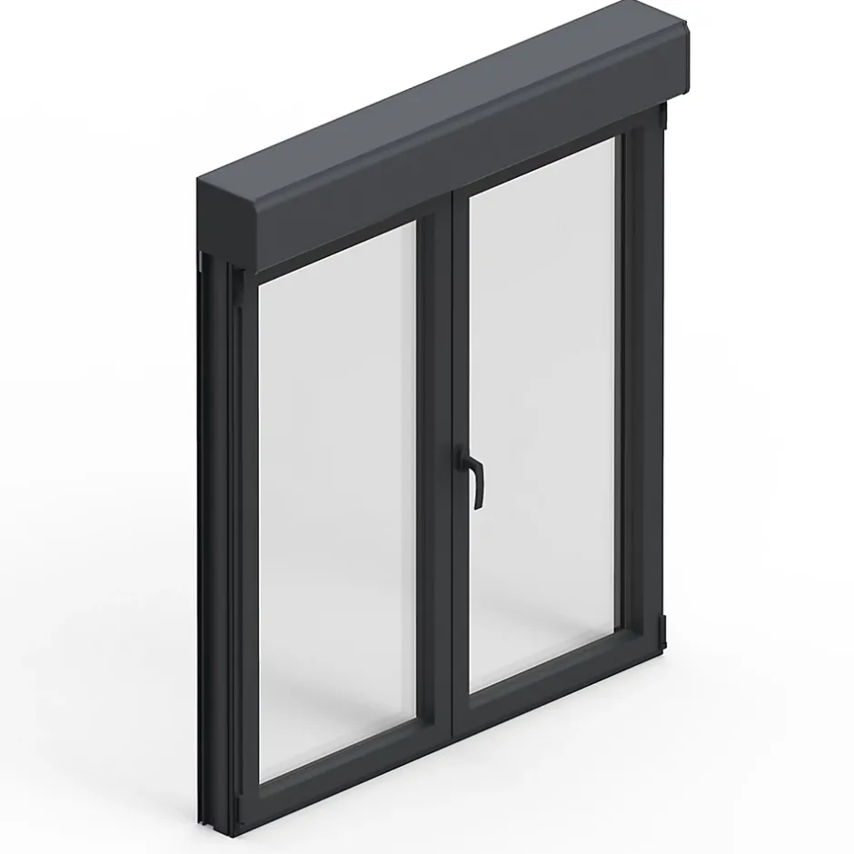 Fenêtre alu 2 vantaux oscillo-battant + volet roulant électrique gris - l.120 x h.125 cm-GoodHome New