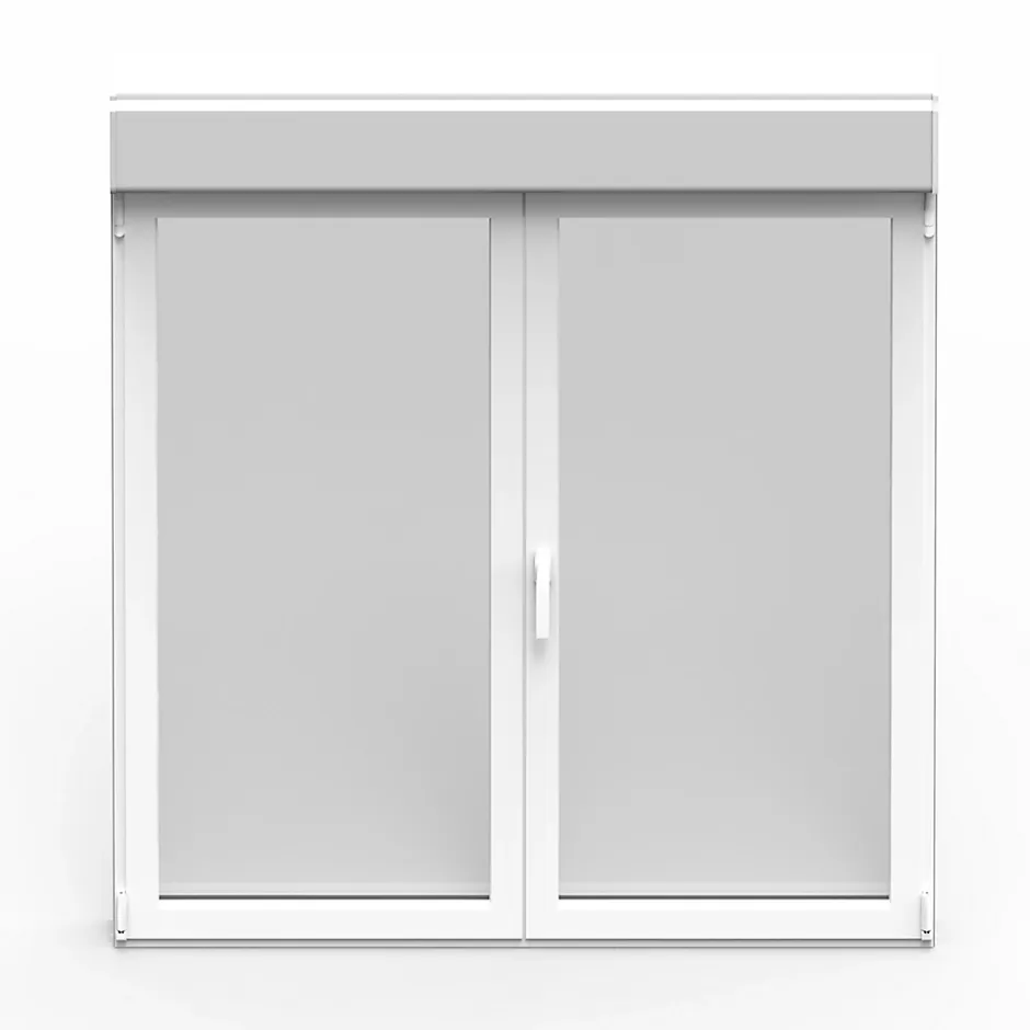 GoodHome Fenêtre alu 2 vantaux oscillo-battant + volet roulant électrique blanc - l.120 x h.135 cm
