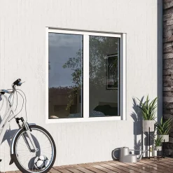 GoodHome Fenêtre alu 2 vantaux oscillo-battant + volet roulant électrique blanc - l.120 x h.135 cm