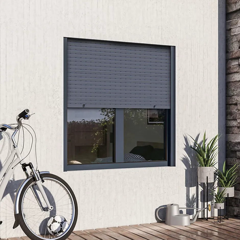 Fenêtre alu 2 vantaux oscillo-battant + volet roulant électrique gris - l.120 x h.135 cm-GoodHome Online