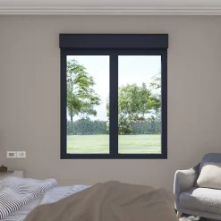 GoodHome Fenêtre alu 2 vantaux oscillo-battant + volet roulant électrique gris - l.120 x h.75 cm