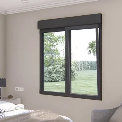 GoodHome Fenêtre alu 2 vantaux oscillo-battant + volet roulant électrique gris - l.120 x h.75 cm