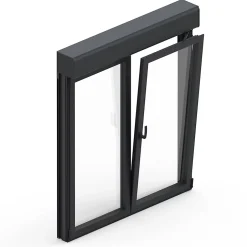 GoodHome Fenêtre alu 2 vantaux oscillo-battant + volet roulant électrique gris - l.100 x h.75 cm