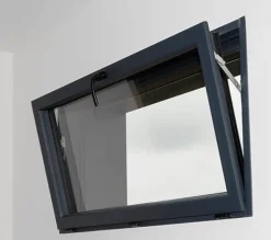 3 in 1 Fenêtre Aluminium à soufflet sécurité RAL 7016 ( L.: 170 cm x H.: 80 cm)