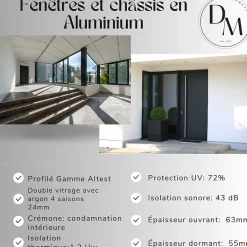 3 in 1 Fenêtre Aluminium cintré un ventail ouvrant RAL 7016 ( L.: 110 cm x H.: 150 cm)