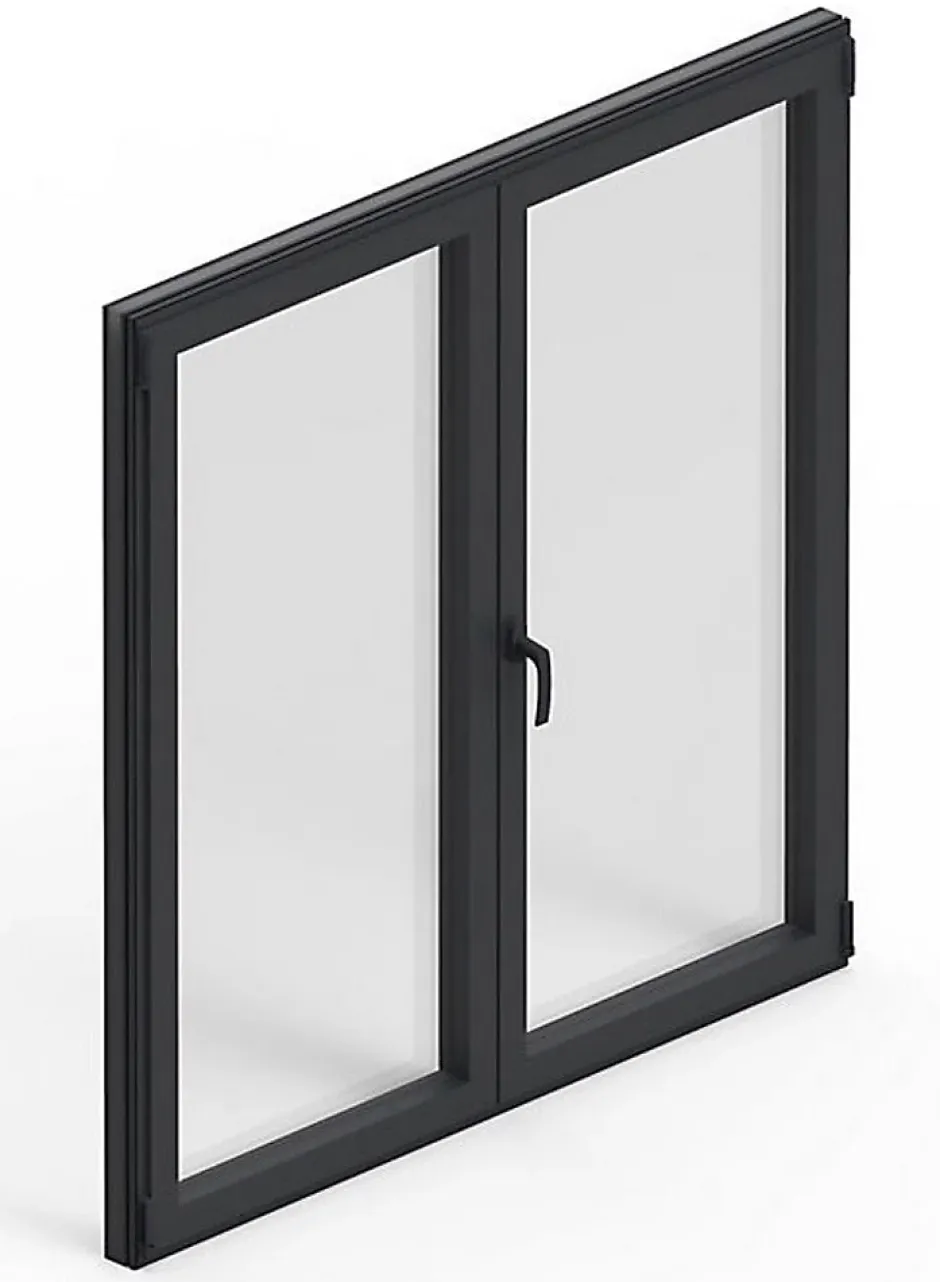 Fenêtre Aluminium deux cadres double ouvrant RAL 7016 ( L.: 227 cm x H.: 180 cm)-3 in 1 Best