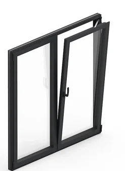 Fenêtre Aluminium deux cadres double ouvrant RAL 7016 ( L.: 160 cm x H.: 93 cm)-3 in 1 Outlet