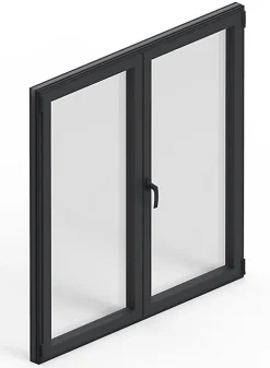 3 in 1 Fenêtre Aluminium deux cadres double ouvrant RAL 7016 ( L.: 197 cm x H.: 220 cm)