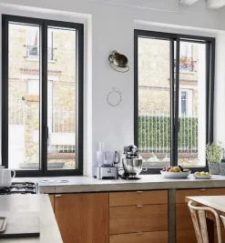 Fenêtre Aluminium deux cadres double ouvrant RAL 7016 ( L.: 197 cm x H.: 180 cm)-3 in 1 Discount