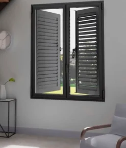 Fenêtre Aluminium deux cadres double ouvrant RAL 7016 ( L.: 197 cm x H.: 180 cm)-3 in 1 Discount