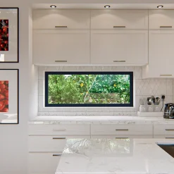 GoodHome Fenêtre fixe double vitrage en aluminium gris l.103 x H.47 cm