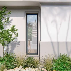 GoodHome Fenêtre fixe double vitrage en aluminium gris l.63 x H.217 cm