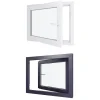 Fenêtre PVC - LxH 900x800 mm -Triple Vitrage - Bicolore blanc int/anthracite ext-poignée à droite-Hexa’Fen Outlet