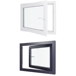 Fenêtre PVC - LxH 900x800 mm -Triple Vitrage - Bicolore blanc int/anthracite ext-poignée à droite-Hexa’Fen Outlet