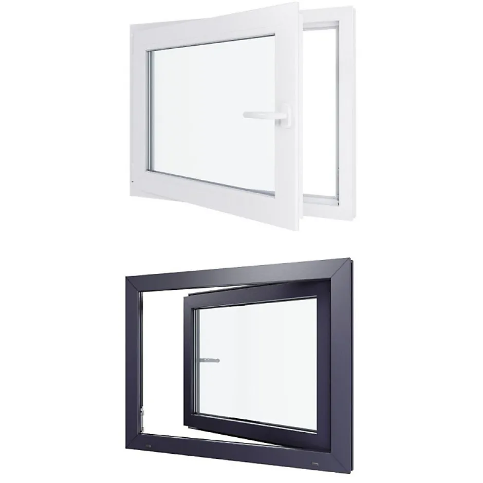 Fenêtre PVC - LxH 900x800 mm -Triple Vitrage - Bicolore blanc int/anthracite ext-poignée à droite-Hexa’Fen Outlet