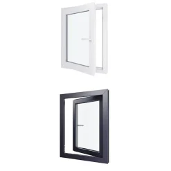 Fenêtre PVC - LxH 700x900 mm -Triple Vitrage - Bicolore blanc int/anthracite ext-poignée à droite-Hexa’Fen Hot