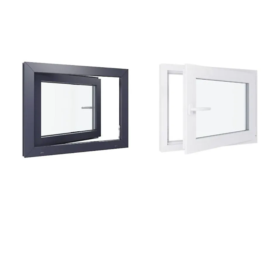 Fenêtre PVC - LxH 800x600 mm -Triple Vitrage - Bicolore blanc int/anthracite ext-poignée à gauche-Hexa’Fen Hot