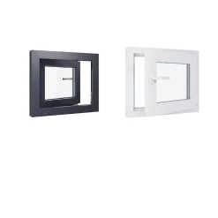 Fenêtre PVC - LxH 600x500 mm -Triple Vitrage - Bicolore blanc int/anthracite ext-poignée à gauche-Hexa’Fen