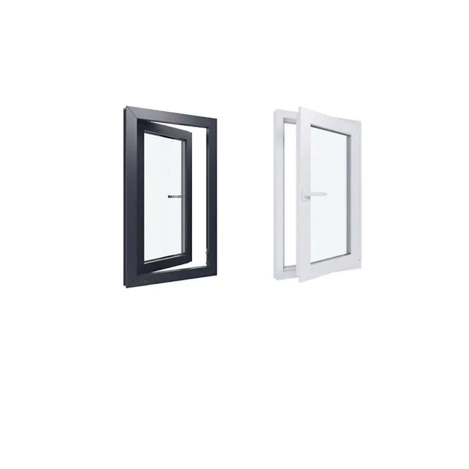 Hexa’Fen Fenêtre PVC - LxH 600x1000 mm -Triple Vitrage - Bicolore blanc int/anthracite ext-poignée à gauche