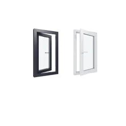 Hexa’Fen Fenêtre PVC - LxH 600x1000 mm -Triple Vitrage - Bicolore blanc int/anthracite ext-poignée à gauche